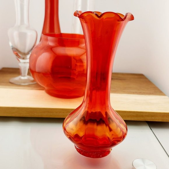 Lot of 5 Unique Vintage Art Glass Blown Vases mismatched color mixed styles - Picture 9 of 10